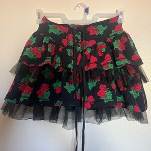 Betsey Johnson vintage Floral Black and Red Skirt
